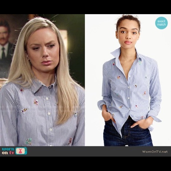 🚫SOLD🚫 NWT J. Crew Perfect Blue Striped Shirt - Picture 7 of 8